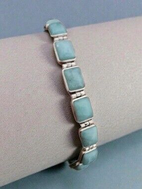 BLUE LARIMAR LINK BRACELET RHODIUM OER STERLING SILVER
